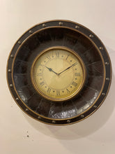 Load image into Gallery viewer, Wood Wall Clock with Crackle Finish &amp; Nailhead Trim

