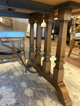 Load image into Gallery viewer, Dining Table &amp; 6 Ladder Back Chairs with  Rush Seats &amp; Cushions (2 arm, 4 side), Three Leaves &amp; Pads
