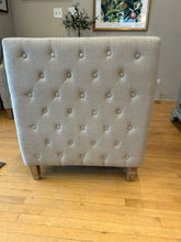 Load image into Gallery viewer, Pair of Gray Upholstered Chairs with Nailhead Trim
