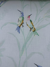 Load image into Gallery viewer, Pair of Vintage Bent Bamboo/Rattan Arm Chairs with Cushions Featuring Birds &amp; Reed Upholstery
