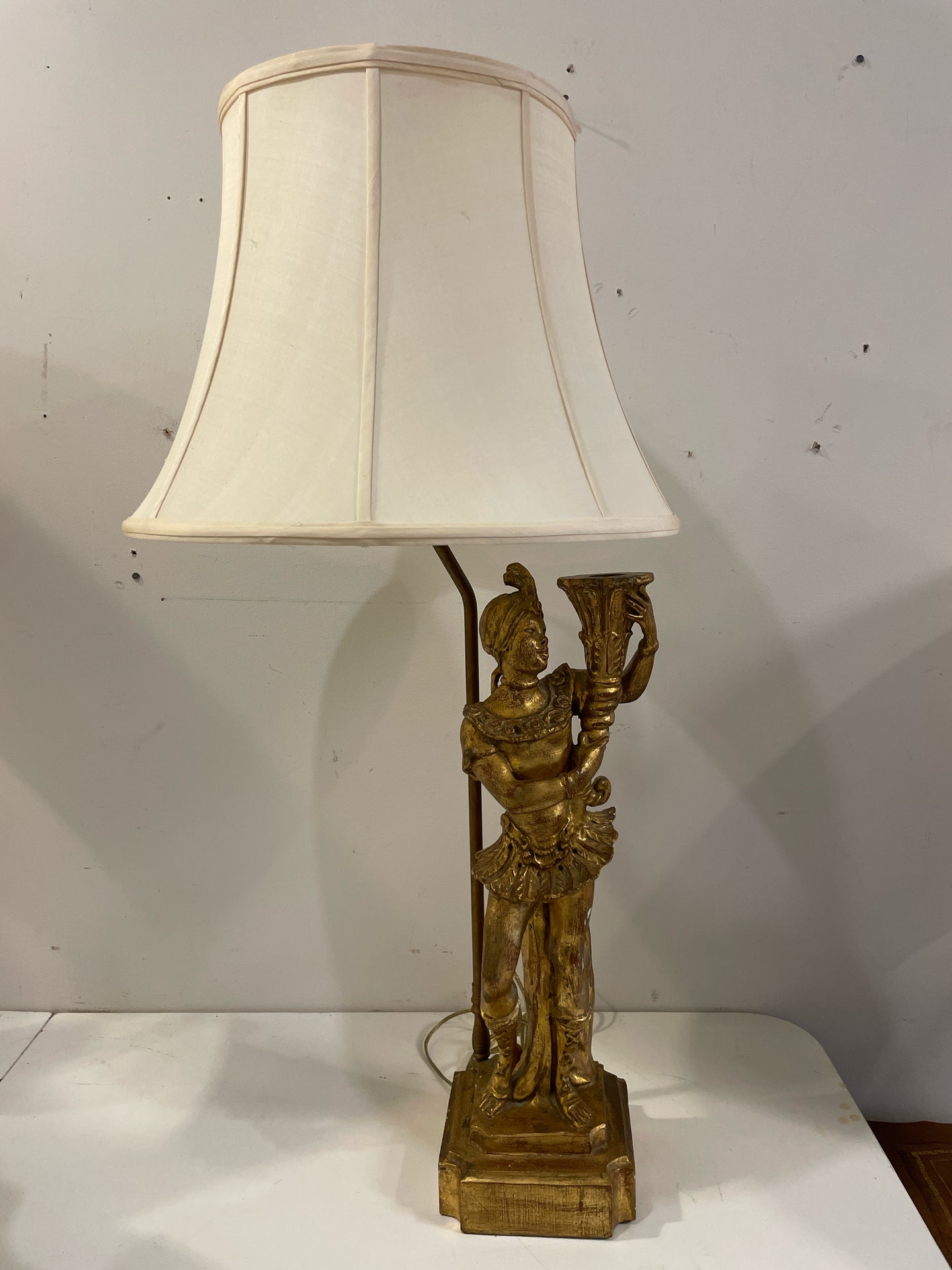 Antique Gilded Moorish Statue Lamp