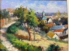 Load image into Gallery viewer, Framed Oil Painting of Path Leading to Village, signed
