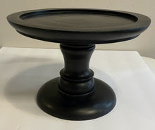 Load image into Gallery viewer, Round Black Wood Pedestal Tray

