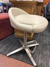 Load image into Gallery viewer, Three Swivel Counter Stools with Metal Base &amp;  Foot Rest in Cream Faux Leather Vinyl from Cumberland
