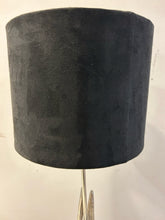 Load image into Gallery viewer, Silver Finished Metal Abstract Sculpture Lamp with Black Suede Shade
