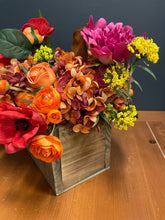 Load image into Gallery viewer, Colorful Artificial Flowers in Wood Box
