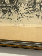 Load image into Gallery viewer, Framed Etching View of Prague Czech Republic, signed
