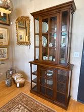 Load image into Gallery viewer, Two Piece Glass Front Display Cabinet from Crate &amp; Barrel

