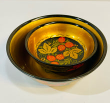 Load image into Gallery viewer, 2pc Traditional Russian Khokloma Hand Painted Wooden Bowls
