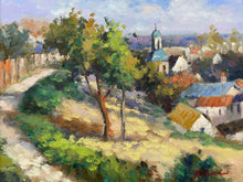 Load image into Gallery viewer, Framed Oil Painting of Path Leading to Village, signed
