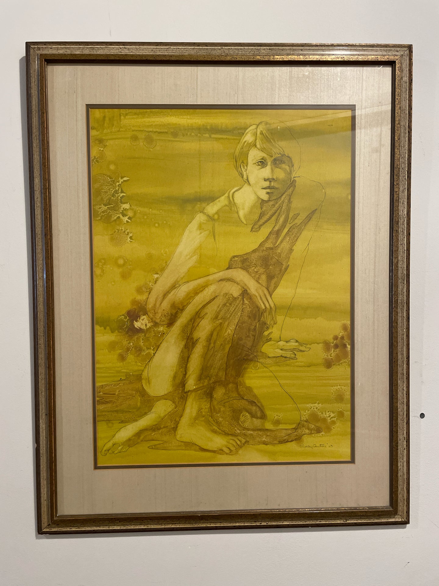 Vintage Print of Young Man, by  Shelly Canton, signed