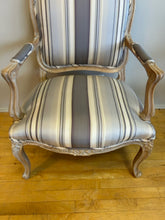 Load image into Gallery viewer, Pair of Vintage French Louis XV Style Fauteuils with Striped Upholstery
