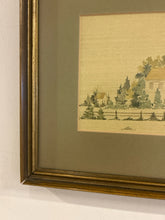 Load image into Gallery viewer, Framed Watercolor of Home &amp; Split Rail Fence by Judith Holloway Starnes, signed
