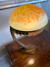 Load image into Gallery viewer, Vintage Art Deco Table Lamp with Glass Dome Shade and Metal Base
