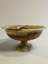 Load image into Gallery viewer, Green and Brown Onyx Pedestal Bowl
