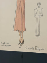 Load image into Gallery viewer, Art Deco "Croquis Elegants" Print, Woman in Pink
