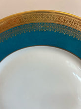 Load image into Gallery viewer, Eleven Turquoise &amp; Gold Dinner Plates from Superieur Limoges France
