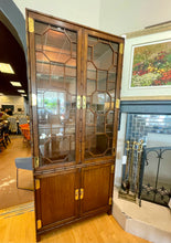 Load image into Gallery viewer, Vintage Two Door Glass Front Lighted Display Cabinet with Brass Hardware from Baker, Knapp &amp; Tubbs
