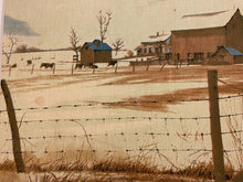 Load image into Gallery viewer, Screen Print on Fabric of Barn &amp; Silo in Winter by William Nelson
