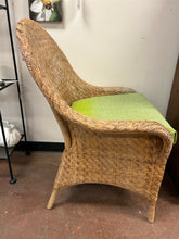 Load image into Gallery viewer, Wicker Chair with Green Fabric Cover
