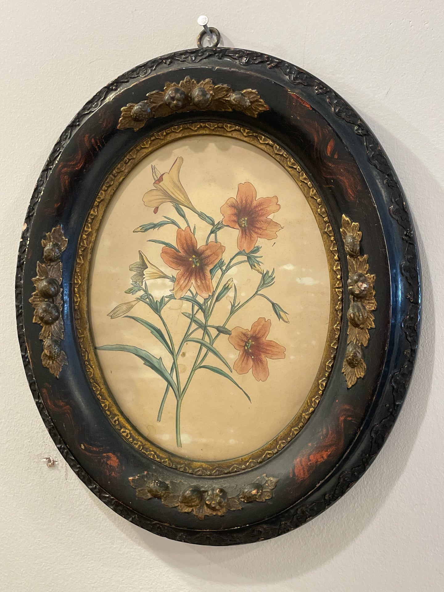 Vintage Oval Framed Floral Wall Art
