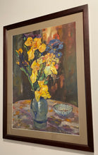 Load image into Gallery viewer, Original Still Life Yellow &amp; Blue  Flowers in Vase  by Czeslaw Jan Pyrgies, signed
