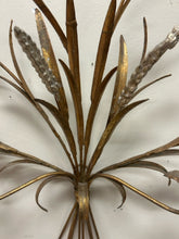 Load image into Gallery viewer, Vintage Italian Gilt Metal Wheat Sheaf Two Arm Wall Candle Sconce
