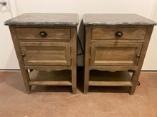 Load image into Gallery viewer, Pair of Wood Nightstands with Marble Tops &amp; Interior Power Strip from Arhaus
