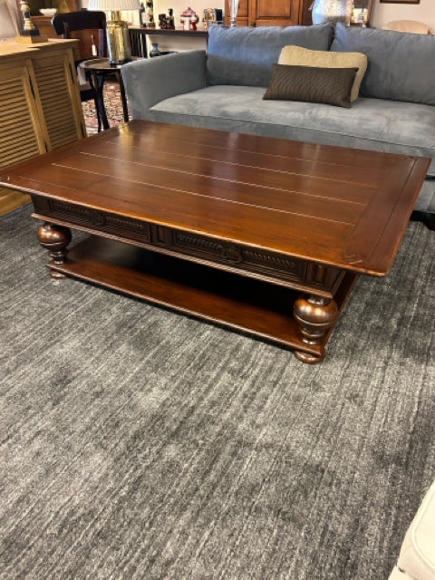 Large Plank Top Coffee Table with Four Drawers