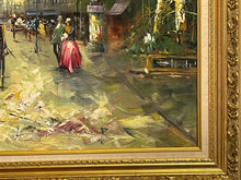 Load image into Gallery viewer, Gold Framed Oil of Victorian Street Scene by Walter Blesh, signed
