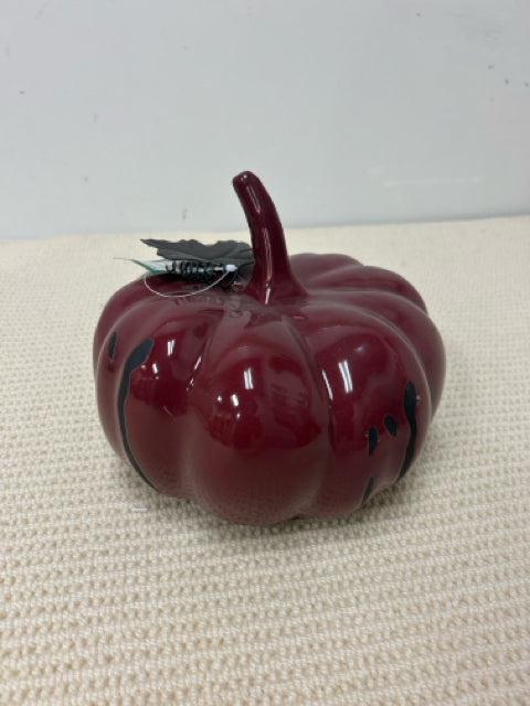 Large Cranberry Ceramic Pumpkin