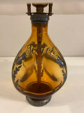 Load image into Gallery viewer, Amber Mid Century Scotch Bottle Table Lamp
