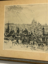 Load image into Gallery viewer, Framed Etching View of Prague Czech Republic, signed
