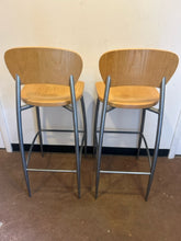 Load image into Gallery viewer, Pair of Maple and Steel Barstools from Elite Modern
