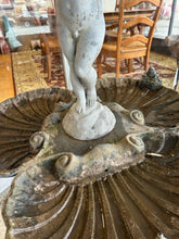 Load image into Gallery viewer, Vintage Cast Metal Fountain with Cherub and Frogs on Shell Shaped Basin &amp; Pedestal
