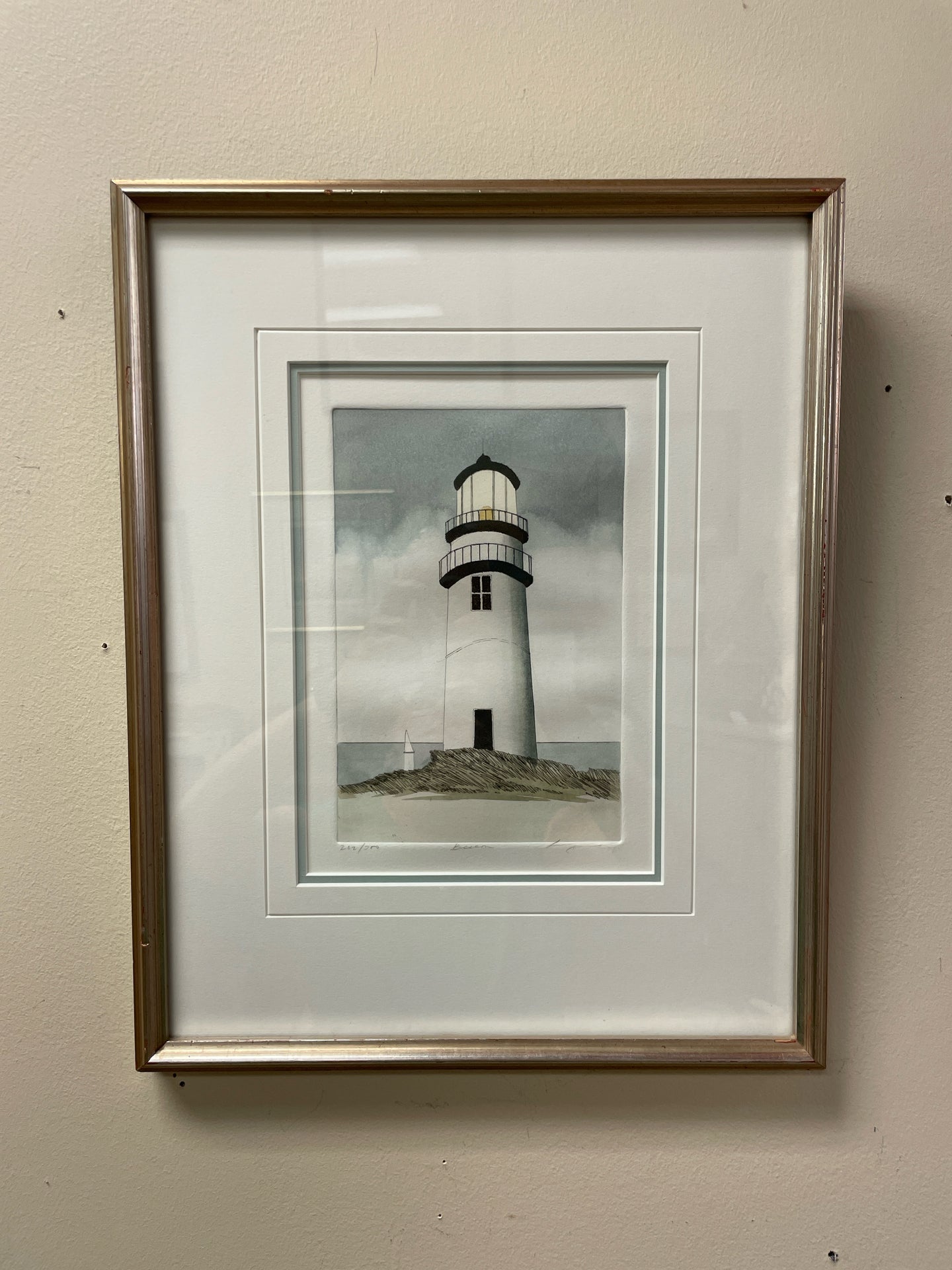 Framed Print of Lighthouse by Frank Kaczmarek signed and numbered