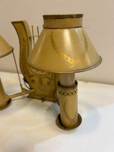 Load image into Gallery viewer, Pair of Vintage Lyre Shaped Metal Sconces
