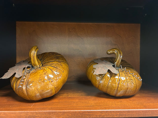 Pair of Brown Pumpkin/Gourds