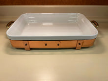 Load image into Gallery viewer, Ceramic Baking Dish in Copper Stand
