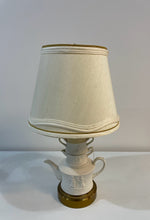 Load image into Gallery viewer, MCM Porcelain Teapot Set Lamp on Brass Base
