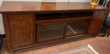 Load image into Gallery viewer, Wood Media Console with 2 Cabinets &amp; Sliding Glass Doors from Walter E. Smithe
