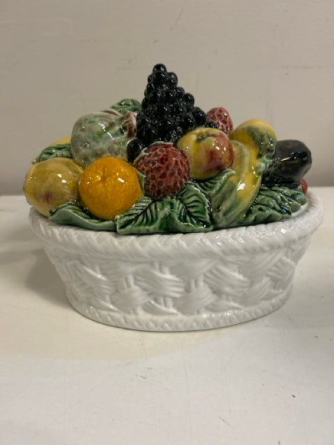 Two Piece  Porcelain Bordallo  Pinheiro Fruit Basket