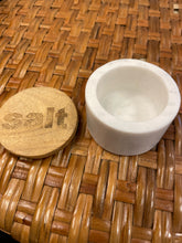 Load image into Gallery viewer, Small Wood + Marble Salt and Pepper Containers
