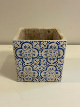 Load image into Gallery viewer, Blue &amp; White Square Planter
