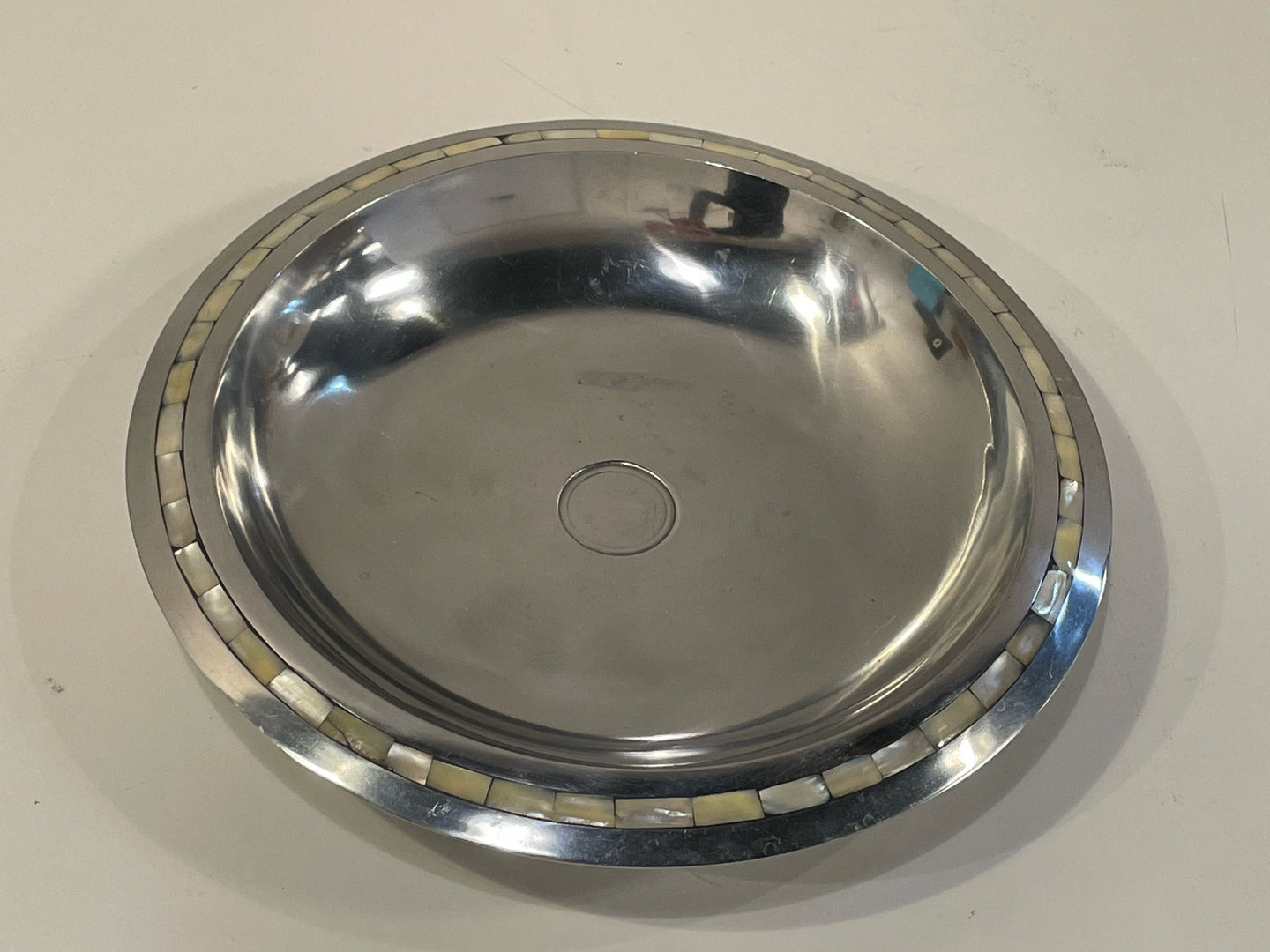 Pewter Bowl wit Mother of Pearl Inlay
