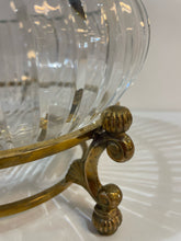 Load image into Gallery viewer, Ribbed Crystal Bowl on Brass Footed Stand
