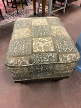 Load image into Gallery viewer, Olive Brocade Upholstered Ottoman from Kravet
