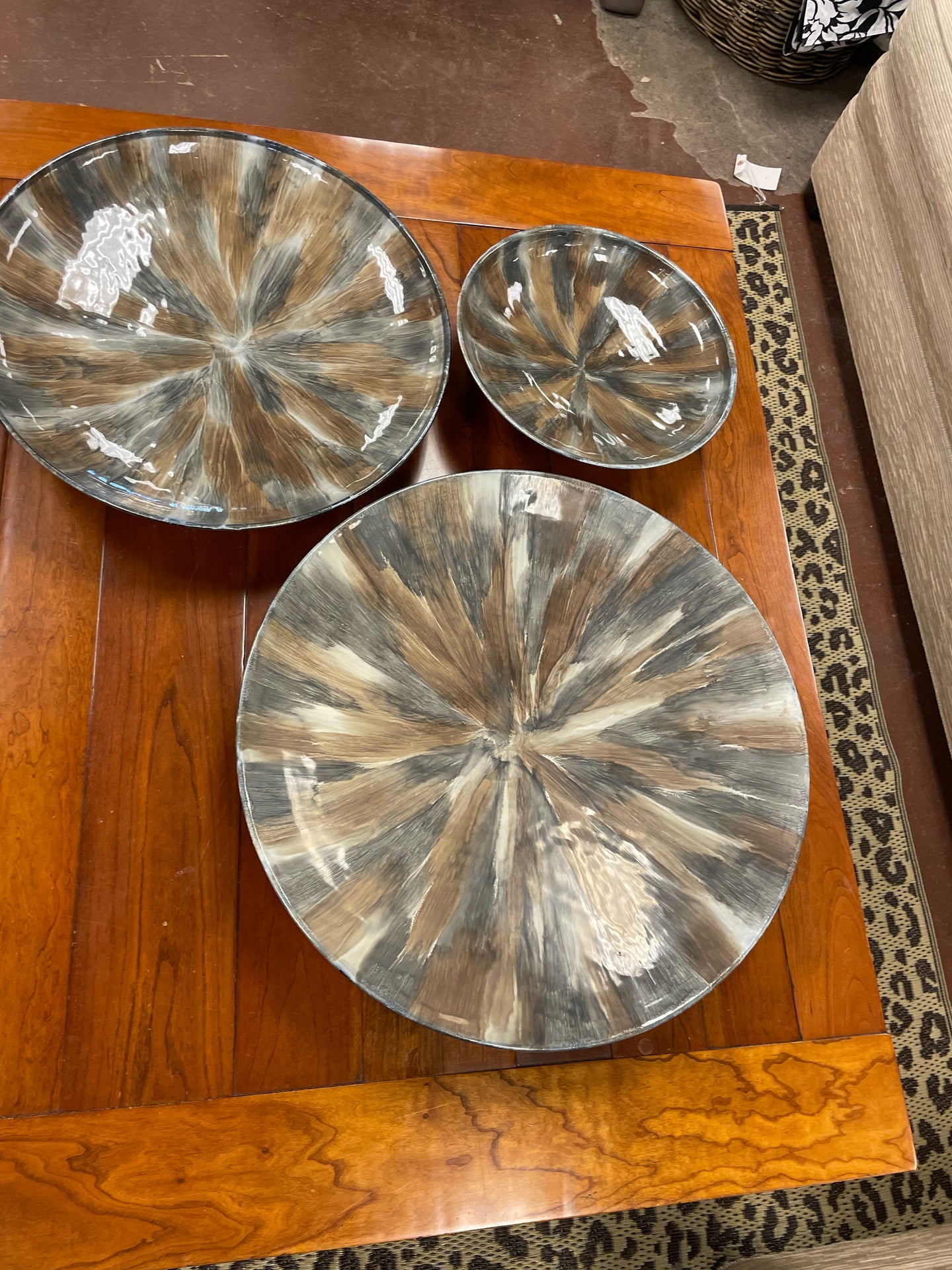 Set of Three Glazed Metal Wall Decor