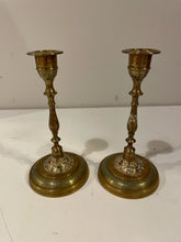 Load image into Gallery viewer, Pair of Colorful Brass Candleholders
