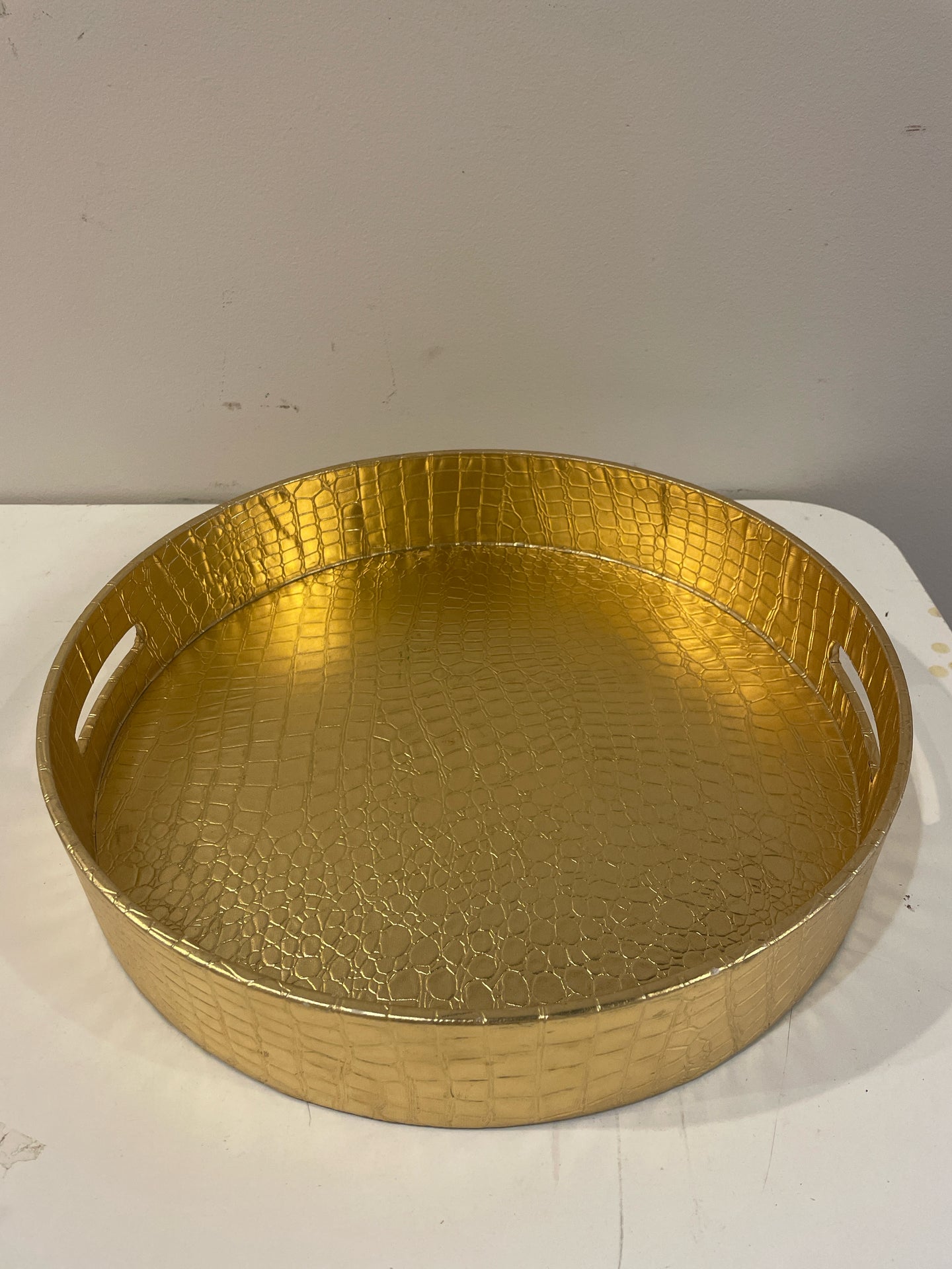 Gold Faux Leather Tray from American Atelier